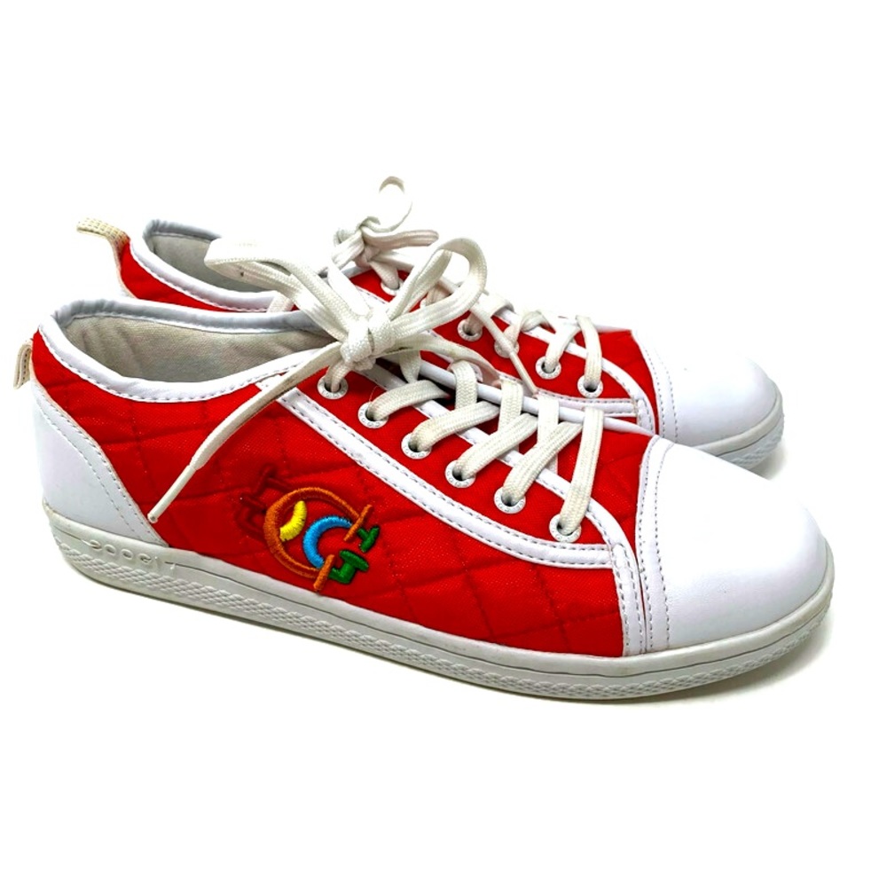 COOGI Sneakers Red Quilted Multicolor Logo Style CW1232 Womens Size 7.5 EUC